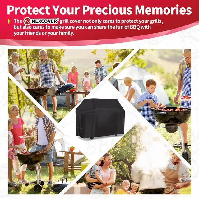 Alt view image 7 of 7 - Grill Cover - Heavy Duty BBQ Cover 50 inch Waterproof Barbecue Cover Weather Resistant Fade Resistant Rip-Proof Anti-UV Gas Grill Cover for Weber Char Broil Nexgrill Grills Black