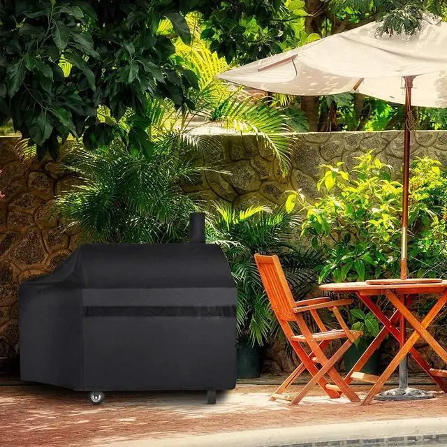 Alt view image 7 of 7 - Offset Smoker Cover - 60 Inch Waterproof Charcoal Grill Cover Outdoor Heavy Duty BBQ Cover Rip Resistant Smokestack Barbecue Cover for Brinkmann Char-Broil Weber Nexgrill Black.