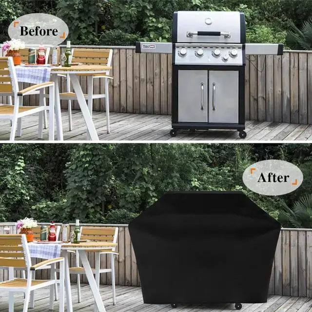 Alt view image 2 of 7 - Grill Cover 65 x 30 x 46 inch 900D Heavy Duty Gas BBQ Cover w/Side Fasteners Straps Waterproof & Weather Resistant for Your Weber Char-Broil Brinkmann Holland Jenn Air (Black)