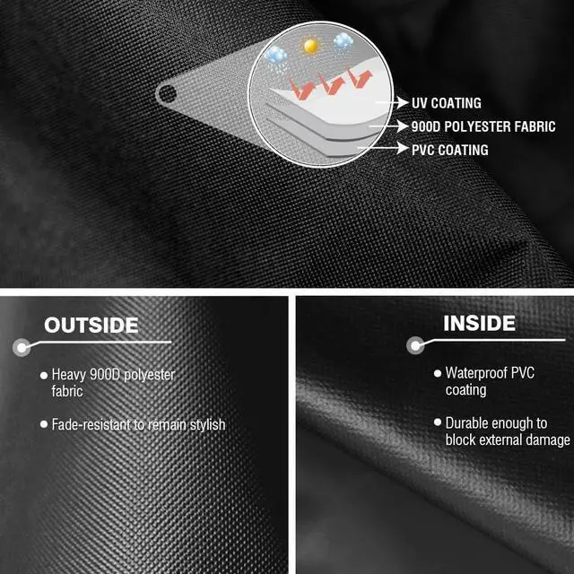 Alt view image 6 of 7 - Grill Cover 65 x 30 x 46 inch 900D Heavy Duty Gas BBQ Cover w/Side Fasteners Straps Waterproof & Weather Resistant for Your Weber Char-Broil Brinkmann Holland Jenn Air (Black)