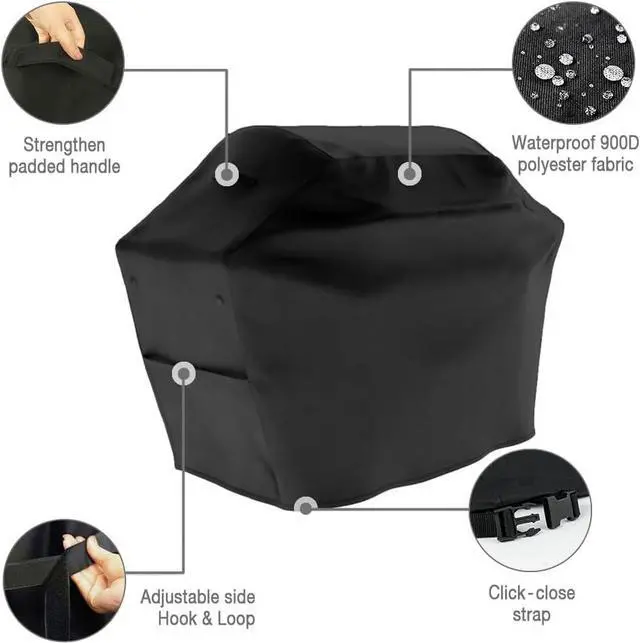Alt view image 7 of 7 - Grill Cover 65 x 30 x 46 inch 900D Heavy Duty Gas BBQ Cover w/Side Fasteners Straps Waterproof & Weather Resistant for Your Weber Char-Broil Brinkmann Holland Jenn Air (Black)