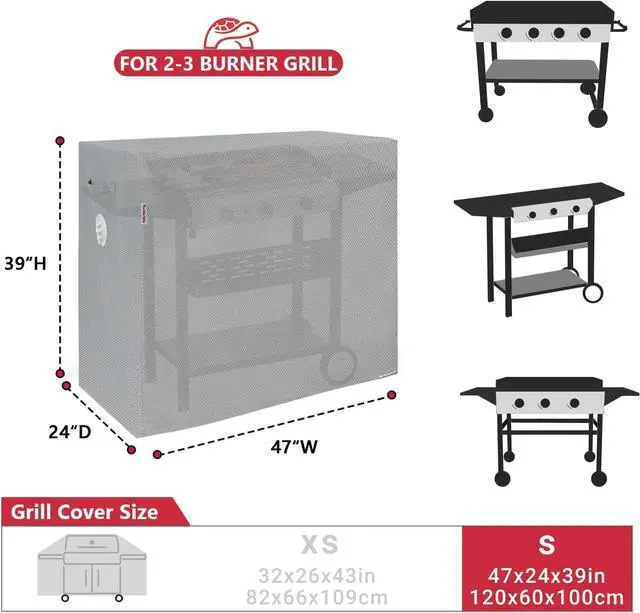 Alt view image 2 of 7 - BBQ Grill Cover 47 Inch Heavy Duty Waterproof Barbecue Gas Grill Covers for Flat Top Griddle Anti-Fading Cover for Gas Grill Gray