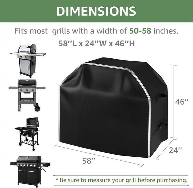 Alt view image 5 of 7 - 58 inch Grill Cover for Outdoor Grill Heavy Duty Waterproof 600D BBQ Grill Cover Outside Barbecue Grill Cover UV & Fade Resistant Gas Grill Covers for Weber Nexgrill