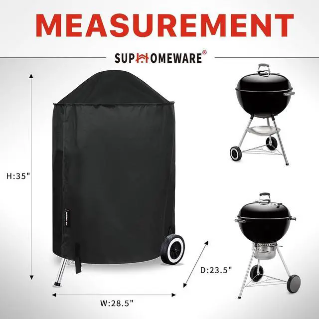 Alt view image 2 of 6 - 22 Inch Grill Cover for Weber Kettle Charcoal Waterproof and Heavy Duty BBQ Covers with Fade Resistant