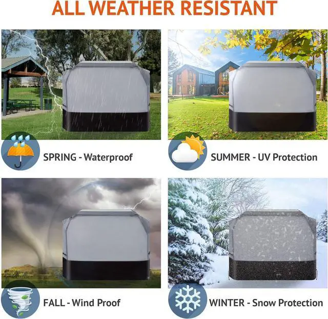 Alt view image 2 of 6 - Heavy Duty Grill Cover 76 Inch 600D Oxford Water Resistant UV & Fade Resistant BBQ Cover for Weber Char-Broil Dyna Glo Nexgrill Charcoal Gas Grill (76W x 28D x 46H Gray/Black)