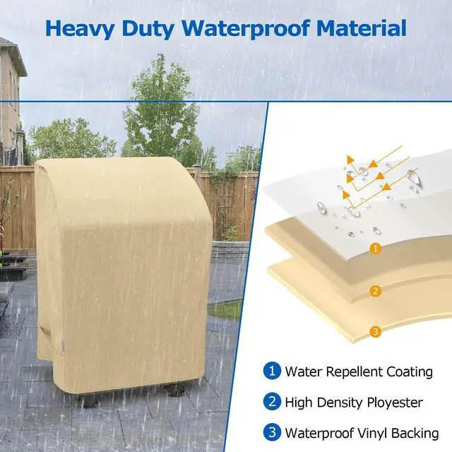 Alt view image 5 of 7 - 2 Burner Grill Cover 32 Inch Outdoor Heavy Duty Waterproof Small Gas BBQ Cover UV & Fade Resistant Compatible for Weber CharBroil Nexgrill and More Grills with Collapsed Side Tables Beige