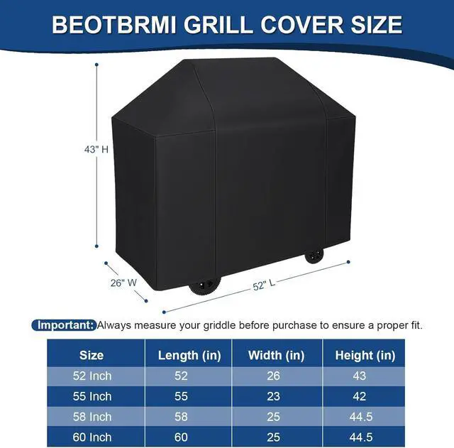 Alt view image 2 of 6 - Grill Cover Grill Covers for Outdoor 52 inch Waterproof Protection BBQ Grill Cover with Adjustable Straps Oxford Fabric for Weber Spirit 200 and 300 Series