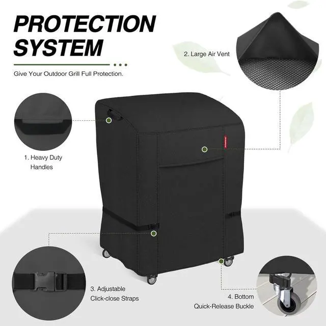 Alt view image 4 of 7 - 34W x 24D x 46H inch Premium Gas Grill Cover Up to 32 inch Waterproof and Fade Resistant 600D BBQ Covers for Weber Brinkmann Char-Broil and More Black