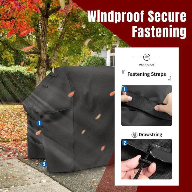 Alt view image 4 of 7 - Grill Cover for Weber Spirit 200/300 Series Also Fits for Spirit II 300 Double Straps and Built-in Vents Waterproof 52-Inch Black