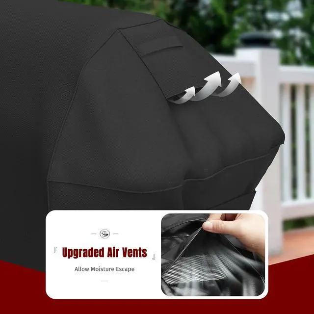 Alt view image 7 of 7 - Grill Cover for Weber Spirit 200/300 Series Also Fits for Spirit II 300 Double Straps and Built-in Vents Waterproof 52-Inch Black