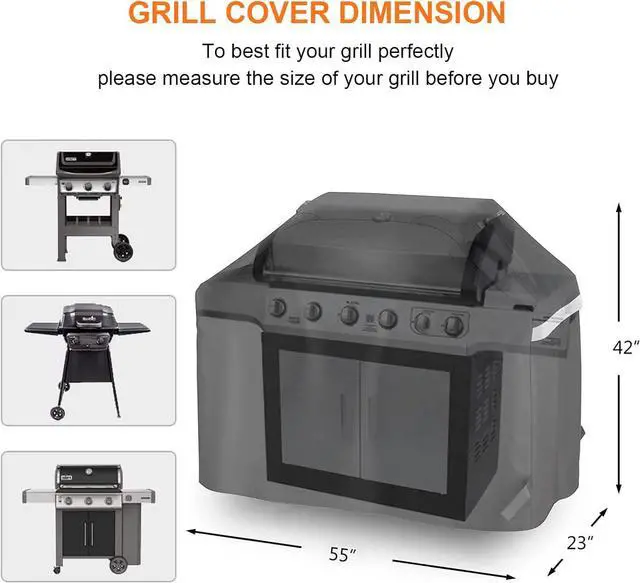 Alt view image 2 of 7 - 55 Inch Grill Cover-Universal BBQ Gas Cover for Outdoor Gas Grills fit Charbroil Performance CB1250011P6 Nexgrill Grills 2-4 Burner for Weber Spirit II 200 & 300 for Dyna-Glo Brinkmann Kenmore