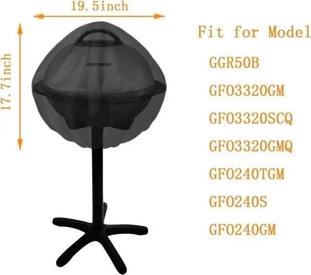 Alt view image 2 of 7 - Grill Cover for George Foreman GGR50B and Weber Jumbo Joe Charcoal Grill 18 Indoor and Outdoor Electric Grill 19.5 Dia x 17.7 H