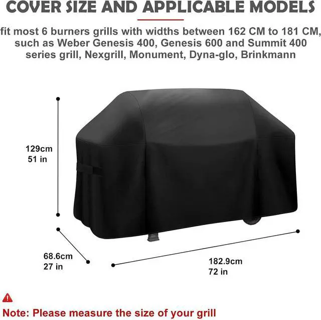 Alt view image 2 of 7 - Grill Cover 72 Inch - 7132 Grill Cover for Weber Genesis II and 6 Burner Grill 600D Oxford Waterproof Barbecue Cover with Adjustable Straps for Outdoor Grill Compared to Weber 7132