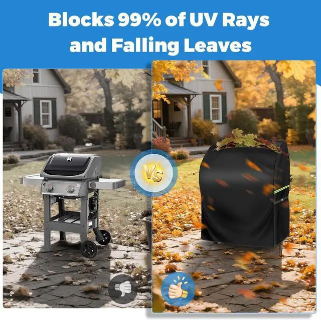 Alt view image 4 of 7 - Grill Cover for Outdoor Grill 30 Inch - Waterproof 420D Oxford BBQ Covers for Outside with Windproof Buckles & Bottom Drawcord Black