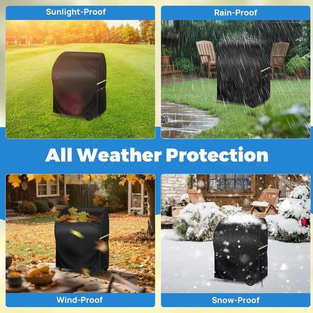 Alt view image 6 of 7 - Grill Cover for Outdoor Grill 30 Inch - Waterproof 420D Oxford BBQ Covers for Outside with Windproof Buckles & Bottom Drawcord Black