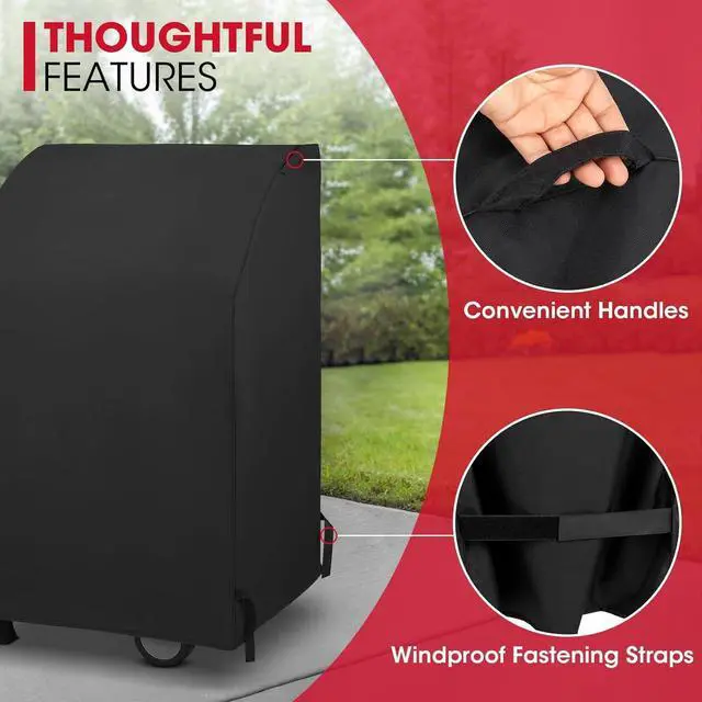 Alt view image 4 of 7 - 32 Inch Small Grill Cover Heavy Duty Waterproof 2 Burner Gas BBQ Cover Compatible with Weber Char-Broil Nexgrill KitchenAid Grills with Both Side Tables Down All Weather Protection