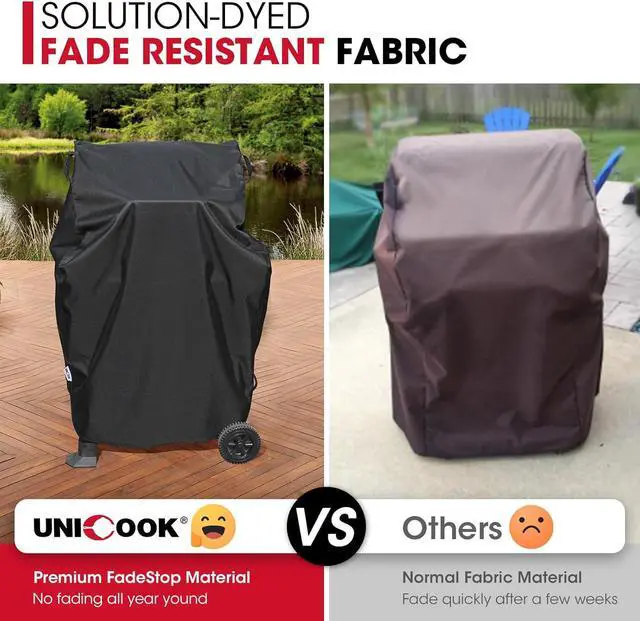 Alt view image 5 of 7 - 32 Inch Small Grill Cover Heavy Duty Waterproof 2 Burner Gas BBQ Cover Compatible with Weber Char-Broil Nexgrill KitchenAid Grills with Both Side Tables Down All Weather Protection