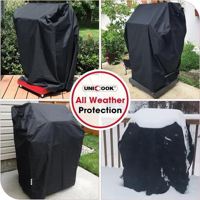Alt view image 6 of 7 - 32 Inch Small Grill Cover Heavy Duty Waterproof 2 Burner Gas BBQ Cover Compatible with Weber Char-Broil Nexgrill KitchenAid Grills with Both Side Tables Down All Weather Protection