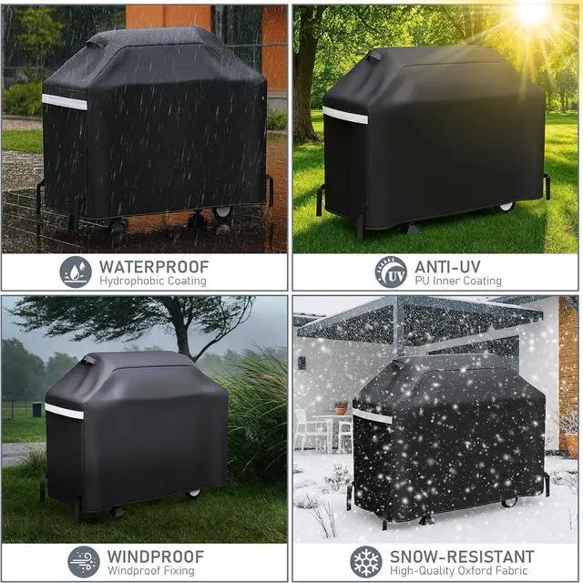 Alt view image 4 of 7 - 65 Inch Outdoor Grill Cover for Nexgrill BBQ Cover for Weber Charbroil Kenmore Brinkmann Dyna-Glo Grills Heavy Duty Waterproof Special Fade and UV Resistant Material 600 D Polyester