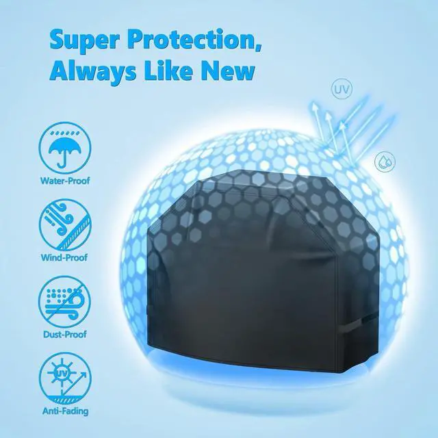 Alt view image 5 of 7 - Grill Cover 55 Inch - Superior Gas Grill Cover for Outdoor Grill - 600D Outside BBQ Covers Waterproof Heavy Duty for Weber Dyna-glo Char-Broil Nexgrill Brinkmann Monument Barbecue Grill