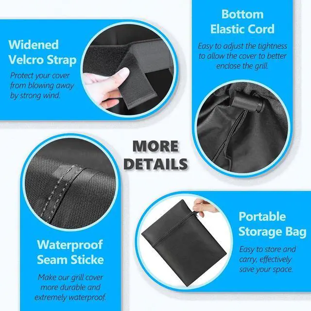 Alt view image 4 of 7 - Grill Cover 55 Inch - Superior Gas Grill Cover for Outdoor Grill - 600D Outside BBQ Covers Waterproof Heavy Duty for Weber Dyna-glo Char-Broil Nexgrill Brinkmann Monument Barbecue Grill