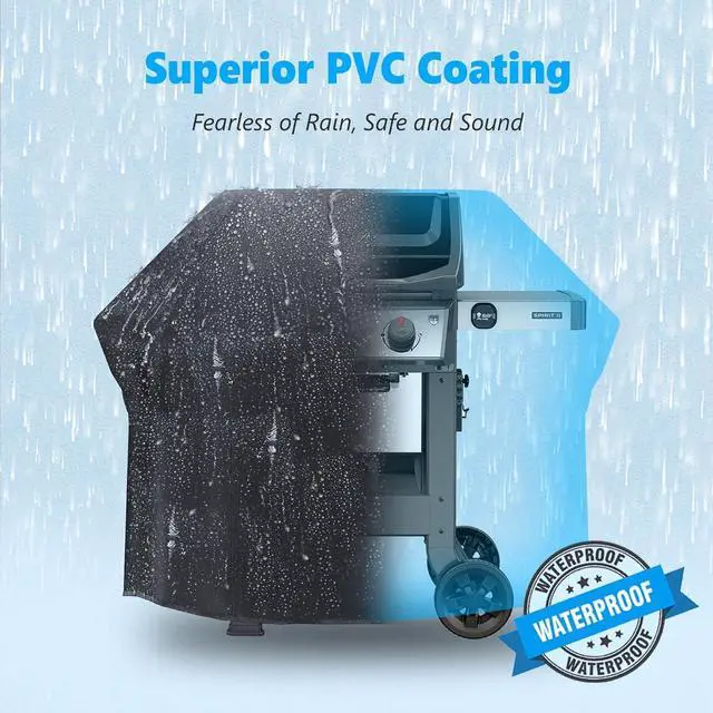 Alt view image 6 of 7 - Grill Cover 55 Inch - Superior Gas Grill Cover for Outdoor Grill - 600D Outside BBQ Covers Waterproof Heavy Duty for Weber Dyna-glo Char-Broil Nexgrill Brinkmann Monument Barbecue Grill