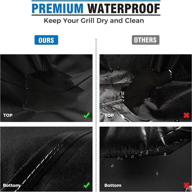 Alt view image 5 of 7 - Heavy Duty 58 Inch Grill Cover for Weber Genesis 300 & Genesis II 300 Series 600D Waterproof Fade Resistant BBQ Gas Grill Cover for Outdoor Grill with Straps Compared to Weber 7130