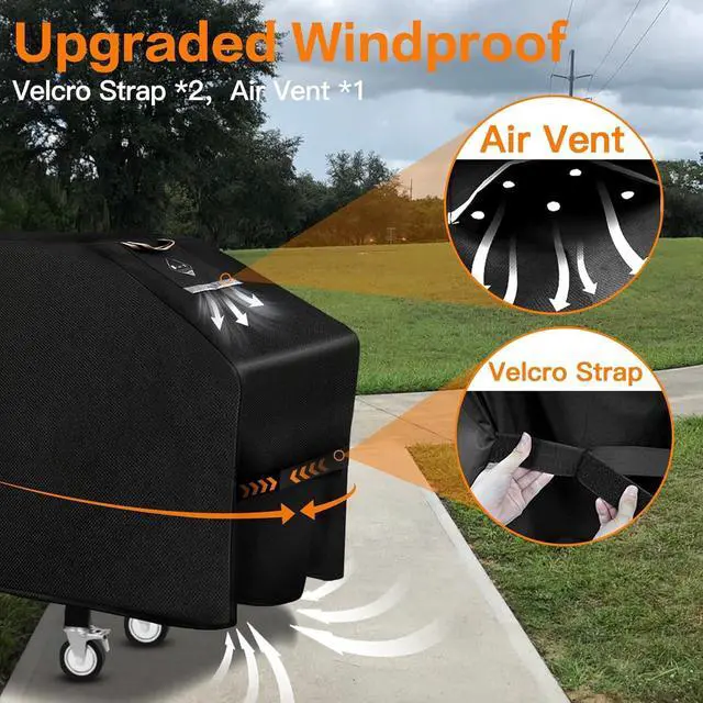 Alt view image 4 of 7 - Griddle Cover for Blackstone 36 Griddle [Upgraded Rip-Proof&Waterproof] Heavy Duty Flat Top Grill Cover Windproof 1528 Grill Cover for Blackstone and More 4-Burner Griddle with Straps and Air Vent