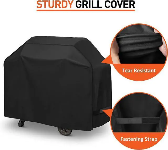 Alt view image 6 of 7 - BBQ Grill Cover 55 inch Waterproof Grill Cover for Outdoor Grill Rip-Proof Fade Resistant Barbecue Gas Grill Cover for Weber Char Broil Nexgrill etc. All Weather Resistant
