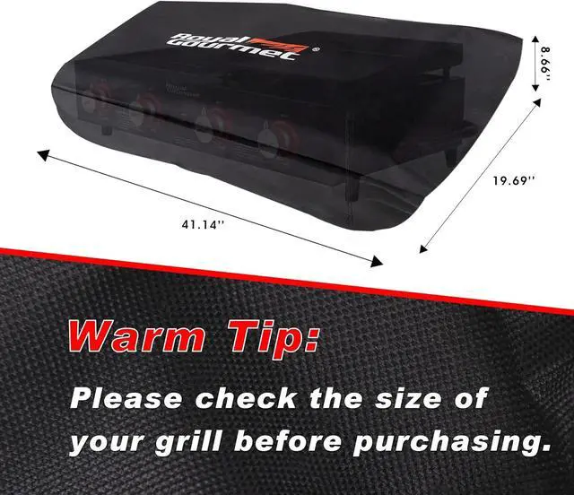 Alt view image 3 of 7 - CR4002T 40 Inch Premium Oxford Grill Cover Durable UV and Water Resistant Outdoor Tabletop Griddle Cover for Weather Protection Easy On/Off Black