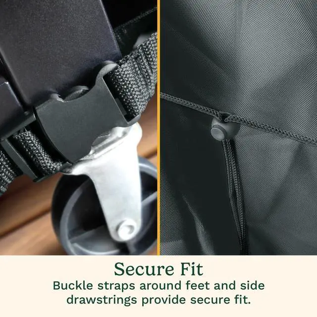 Alt view image 5 of 5 - Heavy-Duty 4-5 Burner Gas Grill Cover Fade UV and Weather Resistant Durable and Convenient All Weather Cover with Drawstrings and Buckle Straps