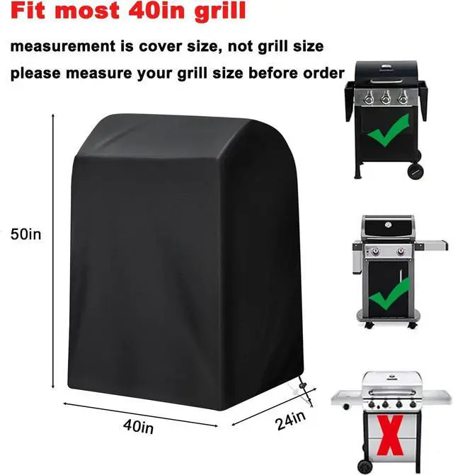 Alt view image 2 of 7 - Grill Cover 40-Inch Heavy Duty Waterproof UV Resistant BBQ Grill Cover for Outdoor Grill Fit for Nexgrill Brinkmann Weber Char-Broil and More
