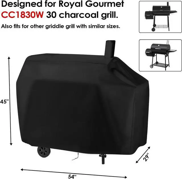 Alt view image 3 of 7 - Charcoal Grill Cover for Royal Gourmet CC1830W 30 Charcoal Grill Smoker Grill Cover for Outdoor Grill Waterproof BBQ Grill Cover