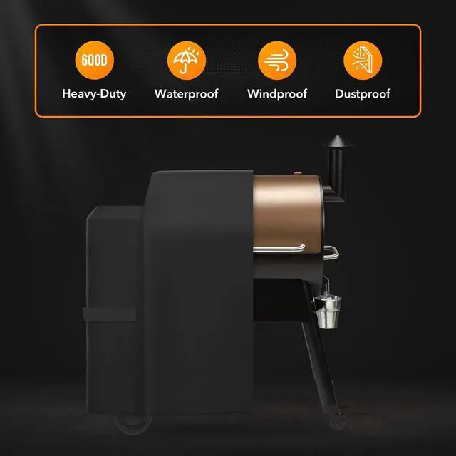 Alt view image 4 of 7 - Outdoor Heavy Duty Waterproof Grill Cover Compatible with BAC380 BAC504 Traeger Pro 34 & 780 Series Wood Pellet Grill and Smoker Texas and More Full Length Barbecue Grill Cover Black