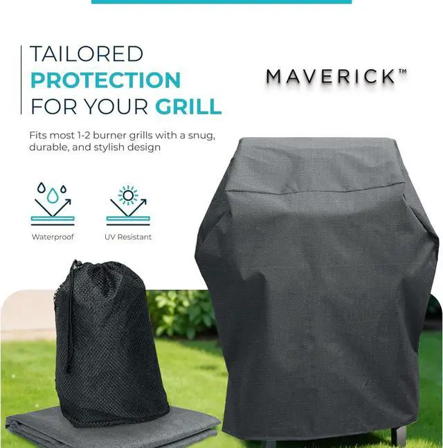 Alt view image 2 of 7 - Maverick Premium Grill Cover for Outdoor Grill Heavy Duty 34 Inch BBQ Grill Cover PVC Coating PFAS Free Water/UV Resistant 600 Denier Ripstop Oxford Fabric Fits Gas & Barbecue Grills