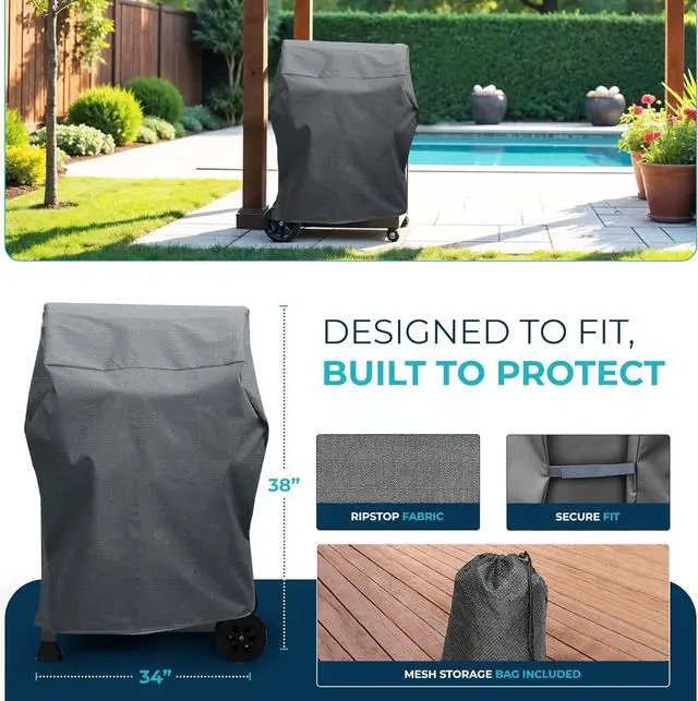 Alt view image 3 of 7 - Maverick Premium Grill Cover for Outdoor Grill Heavy Duty 34 Inch BBQ Grill Cover PVC Coating PFAS Free Water/UV Resistant 600 Denier Ripstop Oxford Fabric Fits Gas & Barbecue Grills