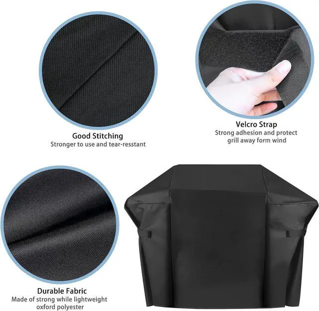 Alt view image 3 of 7 - Grill Cover for Weber Genesis 300 Series and New 2022 Genesis 300 Grills 63 Inch Heavy Duty 600D Outdoor BBQ Grill Cover Waterpoorf Weber 7757 Fade Resistant Barbecue Cover