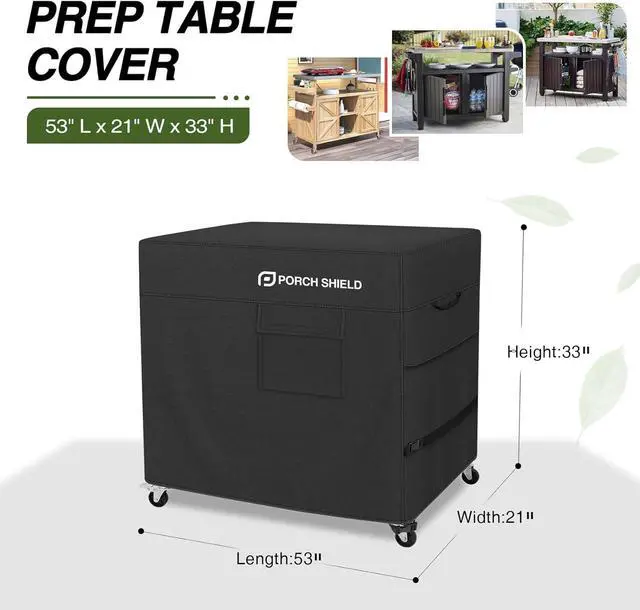 Alt view image 2 of 7 - Outdoor Prep Table Cover Waterproof Patio Dining Cart Cover Fitting Grill Stainless Steel Cart up to 53 L x 21 W x 33 H Black