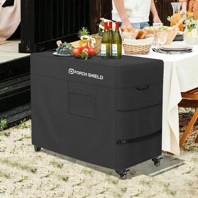 Alt view image 7 of 7 - Outdoor Prep Table Cover Waterproof Patio Dining Cart Cover Fitting Grill Stainless Steel Cart up to 53 L x 21 W x 33 H Black