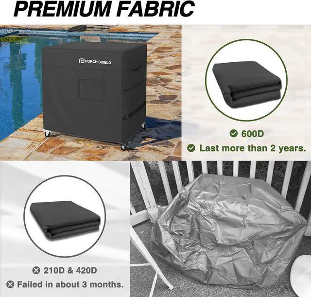 Alt view image 4 of 7 - Outdoor Prep Table Cover Waterproof Patio Dining Cart Cover Fitting Grill Stainless Steel Cart up to 53 L x 21 W x 33 H Black