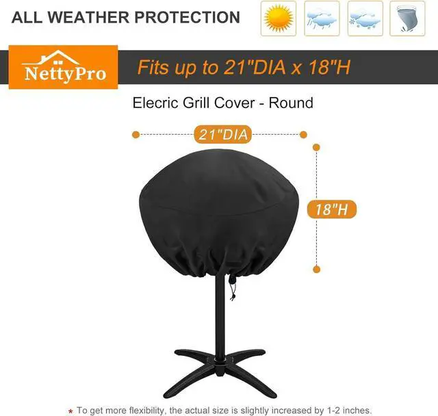 Alt view image 6 of 7 - Grill Cover for Georgen Foreman Waterproof Heavy Duty Outdoor Indoor Electric Portable Stand Grill Cover for Char-Broil Cuisinart Homewell Weber Small Grill and More Black