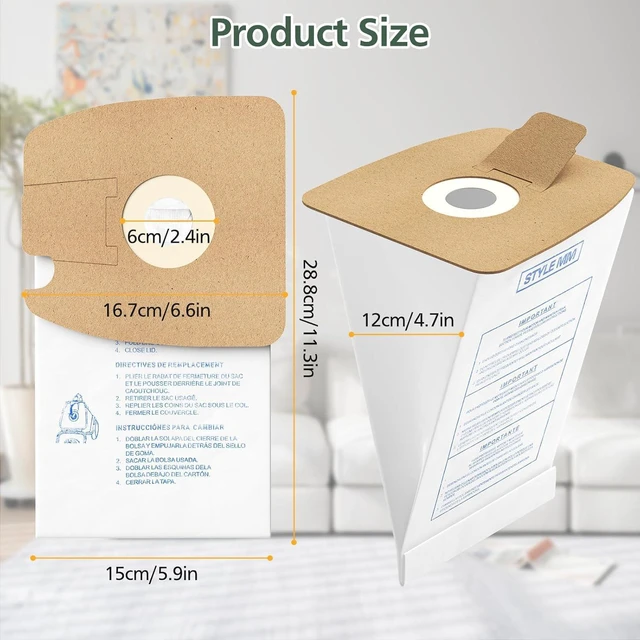 Alt view image 5 of 7 - Style MM Vacuum Bags for Eureka Mighty Mite 3670 3680 Canister Vacuums
