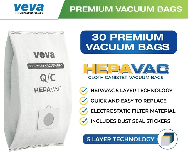 Alt view image 2 of 7 - 30 Pack Type Q/C 53292 HEPA Vacuum Bags for Kenmore Canister Vacuum Cleaners 5055, 50558, 53291, 53292, Series 600, 400, 200