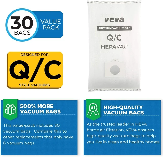 Alt view image 3 of 7 - 30 Pack Type Q/C 53292 HEPA Vacuum Bags for Kenmore Canister Vacuum Cleaners 5055, 50558, 53291, 53292, Series 600, 400, 200