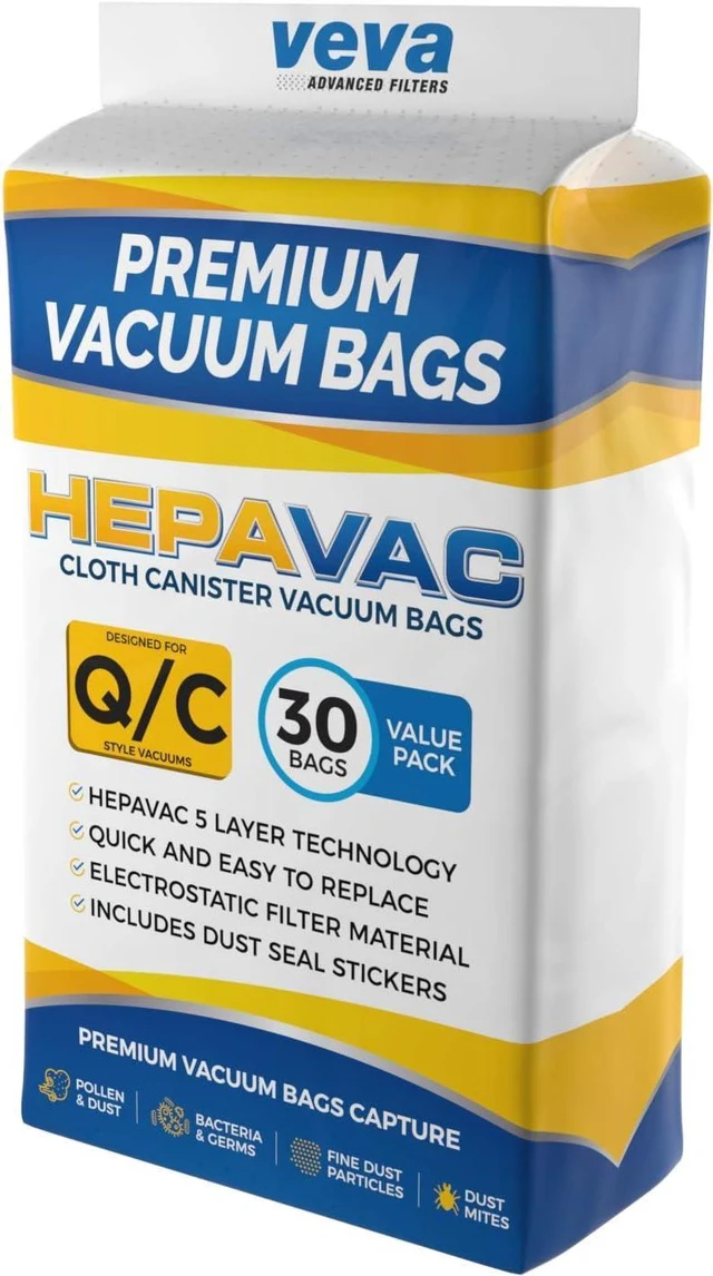 Alt view image 5 of 7 - 30 Pack Type Q/C 53292 HEPA Vacuum Bags for Kenmore Canister Vacuum Cleaners 5055, 50558, 53291, 53292, Series 600, 400, 200
