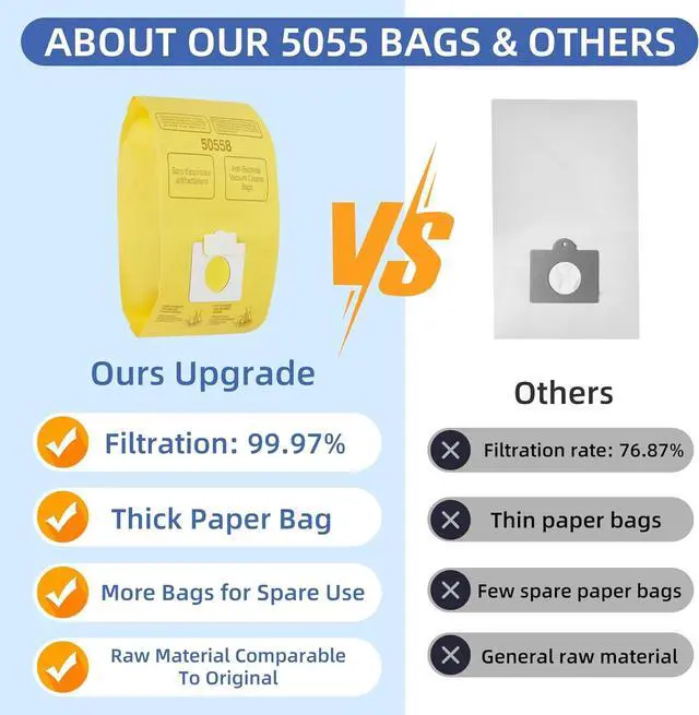 Alt view image 7 of 7 - 45 Pack Vacuum Cleaner Bags Replacement for Kenmore Canister Type C/Q 5055 5055 50557 50558 Type C-5 C-18 200 series 400 series 600 series 700 series 800 series Vacuums