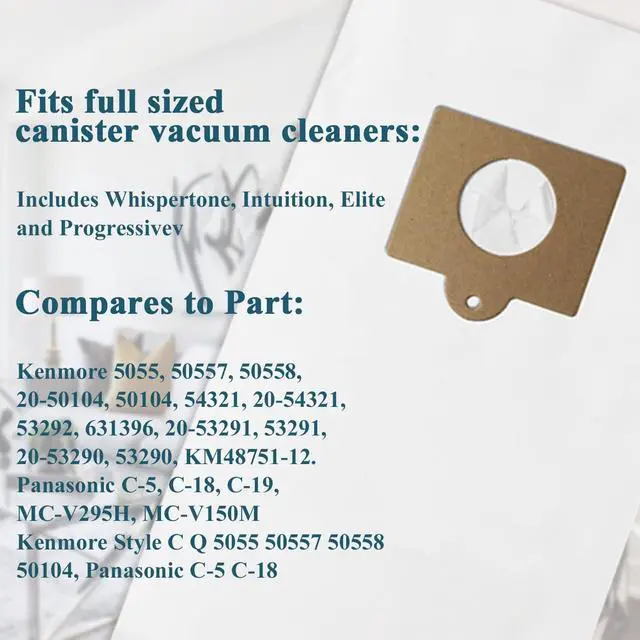 Alt view image 4 of 5 - 6 Pack Type Q/C HEPA Replacement Vacuum Bags Compatible with Kenmore and Sears Canister Vacuum Fits Kenmore 5055 50557 50558 53291 Replace Part 53292.