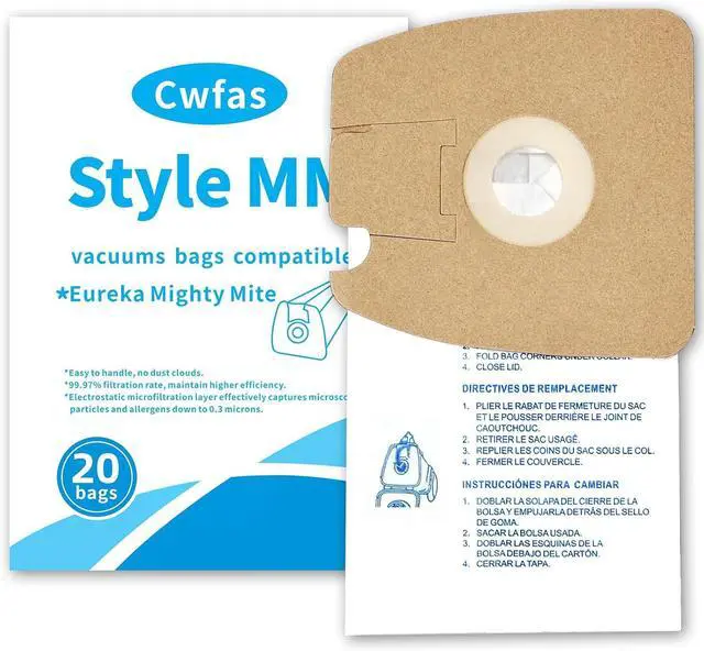 Main image of 20 Pack Replacement Style MM Vacuum Bags for Eureka Mighty Mite 3670 and 3680 Series Canisters Vacuums Replaces 60295 60295A 60297A Part Vacuum Bags