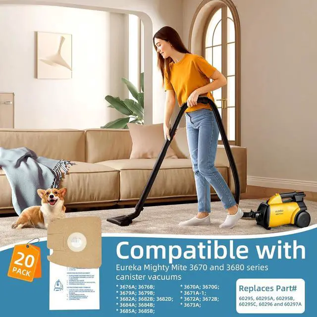 Alt view image 2 of 7 - 20 Pack Replacement Style MM Vacuum Bags for Eureka Mighty Mite 3670 and 3680 Series Canisters Vacuums Replaces 60295 60295A 60297A Part Vacuum Bags