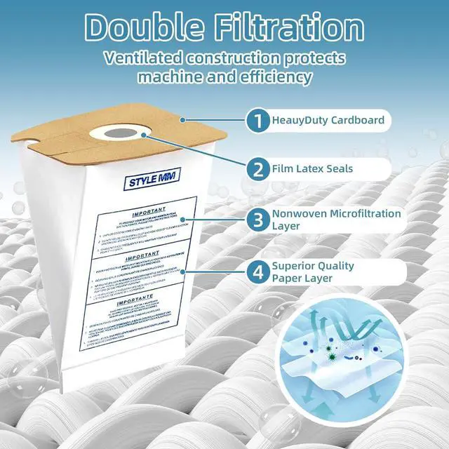 Alt view image 3 of 7 - 20 Pack Replacement Style MM Vacuum Bags for Eureka Mighty Mite 3670 and 3680 Series Canisters Vacuums Replaces 60295 60295A 60297A Part Vacuum Bags